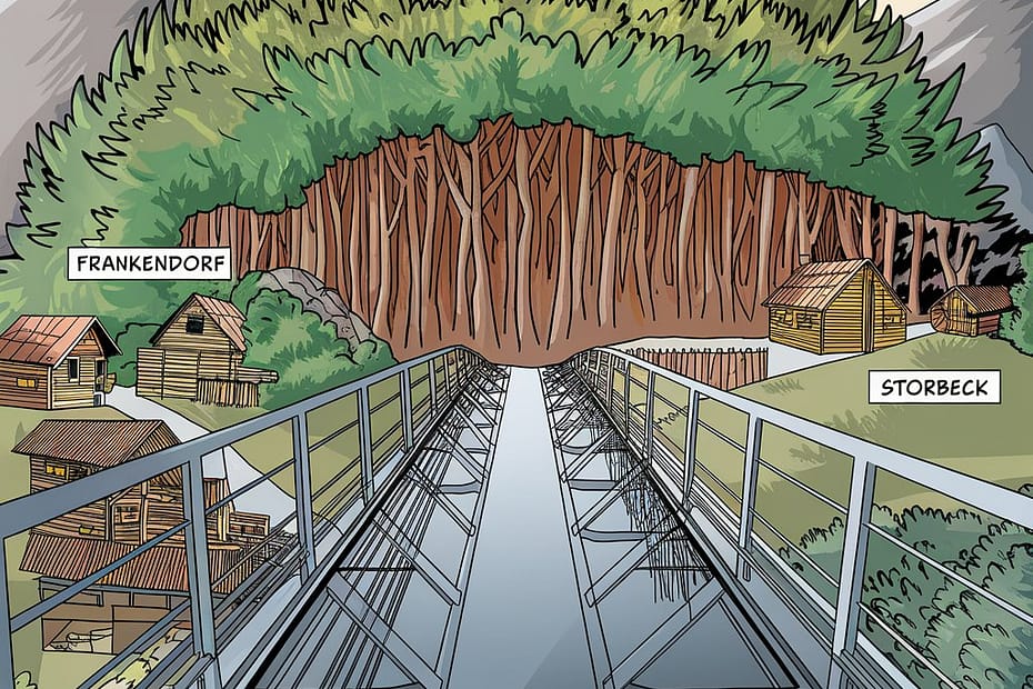 Digitale Brücke zischen Storbeck und Frankendorf